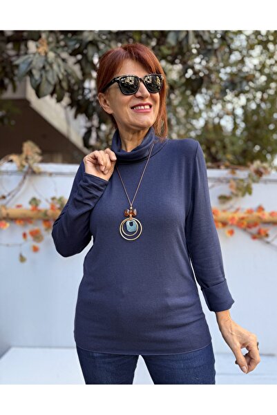 DenizEge Italian Degaje Collar Necklace Knitwear Navy Blue