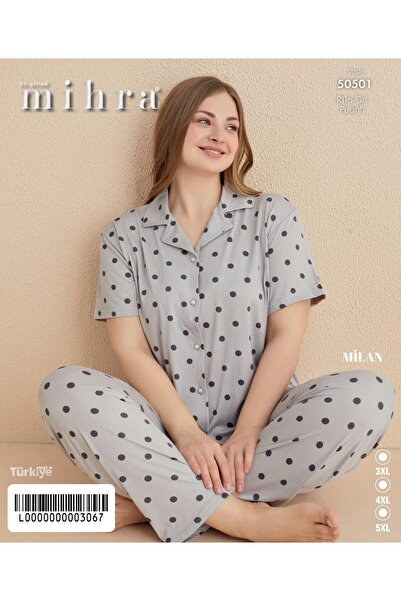 Mihra Σετ πιτζάμες Milan Battal Dümeli με κοντό μανίκι κάτω μέρος μακρύ PJT3601