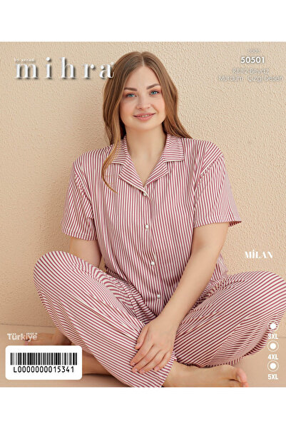 Mihra Set de pijamale Milan Battal Dümeli cu mânecă scurtă și pantaloni lungi...