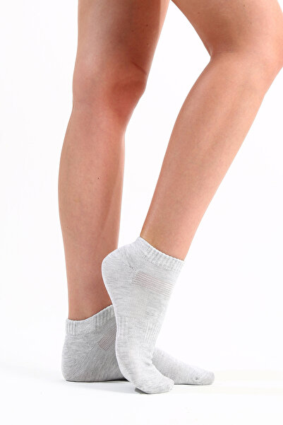 The huez 3-Piece Cotton Women's Socks, Breathable, Anti-Sweat Soft Booties Socks (Grey)