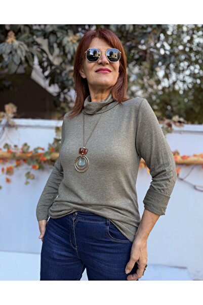 DenizEge Italian Degaje Collar Necklace Knitwear Khaki