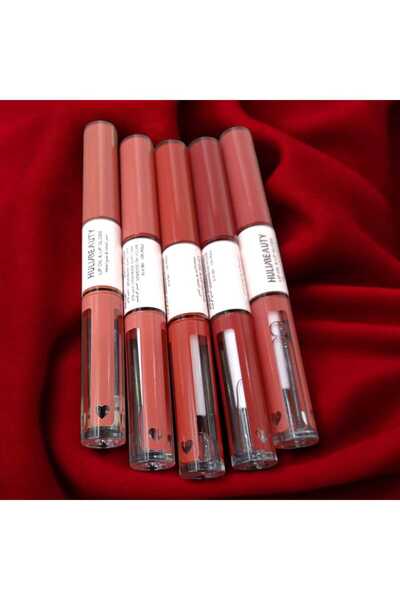 HULIABEAUTY مجموعة اروجة مع ملمع ومرطب شفاة مكونة من 5 الوان