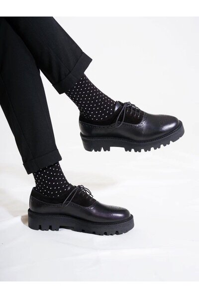 TETRİ Cl029 Edwin Model Real Leather Handmade Men's Black Casual Shoes