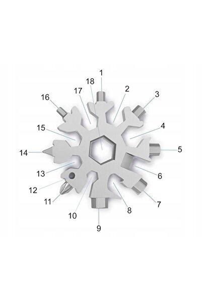 OEM Multifunctional Keychain, Stainless Steel, Snowflake, 18 in 1