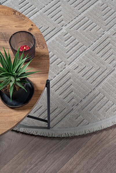 Colore Home Liya Iskandinav Gri Yuvarlak Oval Bukle Halı Salon Yatak Odası Koridor Halısı Yolluk