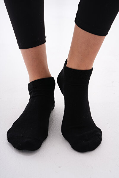 The huez 3-Piece Cotton Women's Socks, Soft Plain Booties Socks (Black)