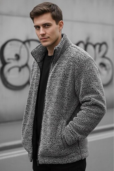 Oksit Πουκάμισο Harris με φλις εσωτερικά, με φερμουάρ, με γιακά πουκάμισου, χοντρή ανδρική ζακέτα, φλις