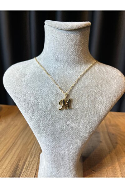 Mos Tespih قلادة بحرف M مطلية بالذهب مقاومة للصدأ