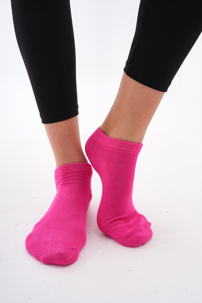 The huez 3-Piece Cotton Women's Socks, Soft Plain Booties Socks (Fuchia)