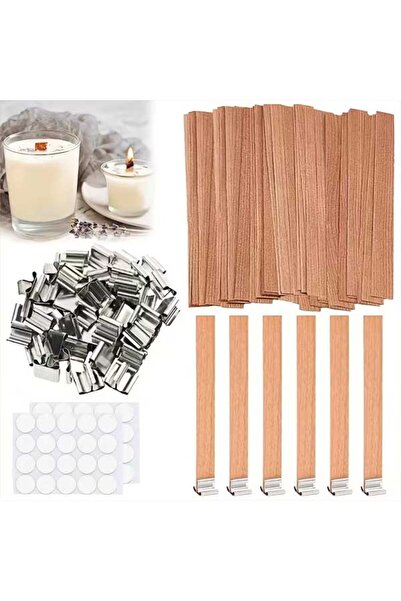 MUM DIY Mum, Yapımı Seti, Doğal Ahşap Fitil, Metal Stand, Sabitleme Etiketi 5...