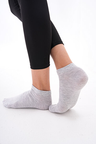 The huez 3-Piece Cotton Women's Socks, Soft Plain Booties Socks (Grey)