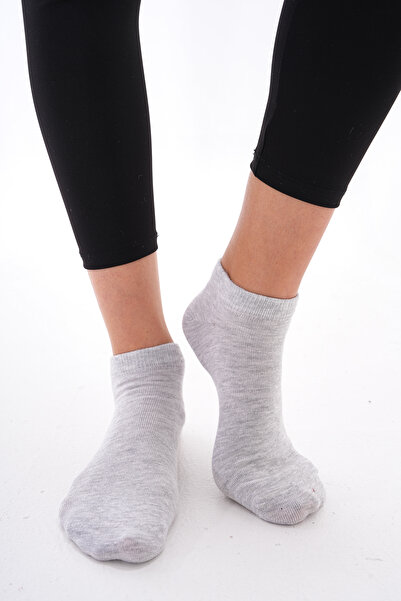 The huez 3-Piece Cotton Women's Socks, Soft Plain Booties Socks (Grey)