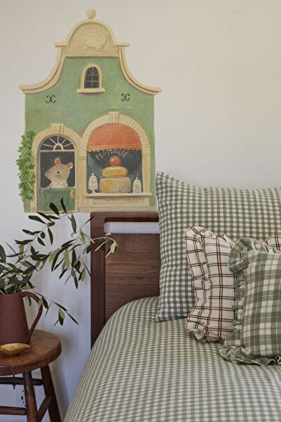 WALLHUMAN Minik Dükkan – Peynirci Fare Evi Duvar Stickerı | Çocuk Odası Dekor...