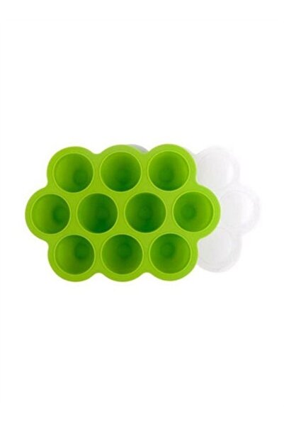 Genetic 10 Holes Silicone Baby Food Freezer Tray With Lid Green
