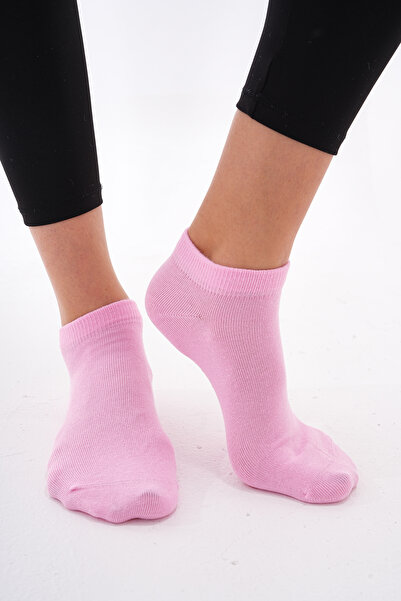 The huez 3-Piece Cotton Women's Socks, Soft Plain Booties Socks (Pink)