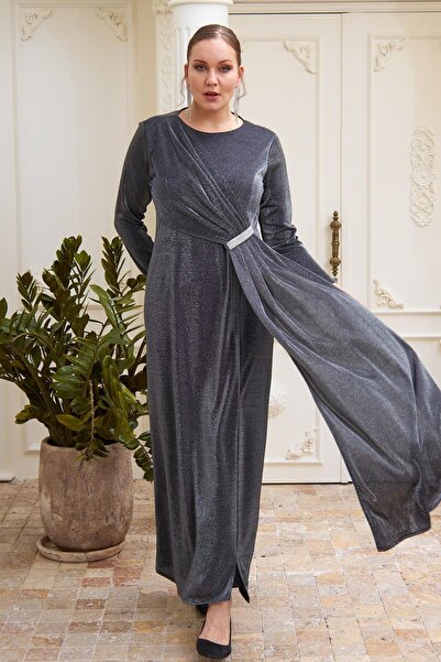 RMG Plus size evening dress with stones on the front