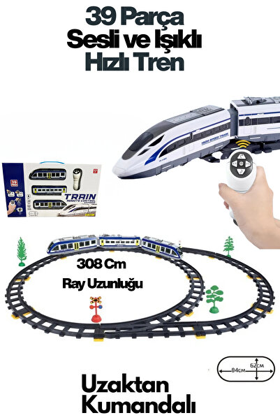 welcomein Oyuncak Uzaktan Kumandalı 39 Parça Sesli ve Işıklı 308 Cm Ray Uzunluğunda Hızlı Tren Seti