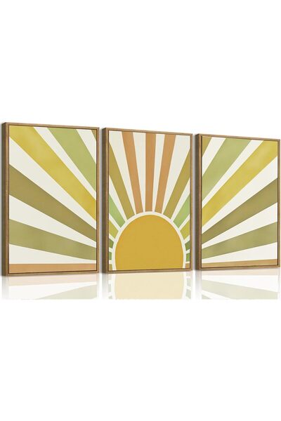 ALAYRA International مجموعة من 3 لوحات فنية من قماش بوهو منتصف القرن الحديث، ...