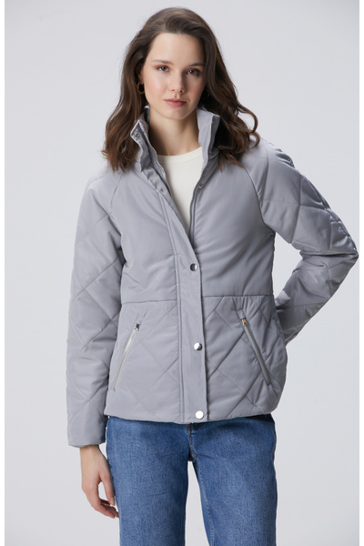 Network Gri Yarım Kapitone Detaylı Kaban