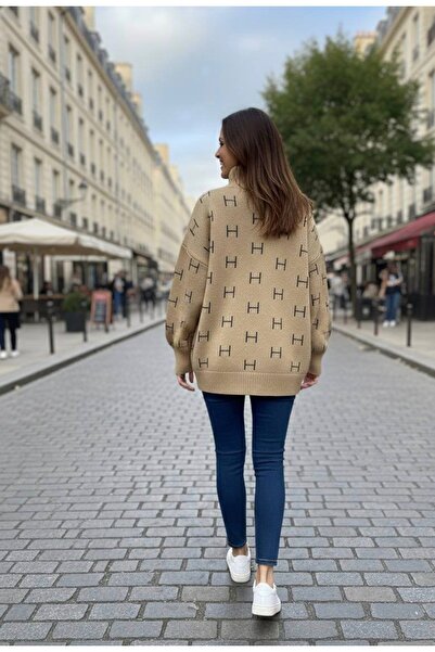 YusGos Women's Half Turtleneck Balloon Sleeve Oversized High Quality Winter Knitwear Sweater