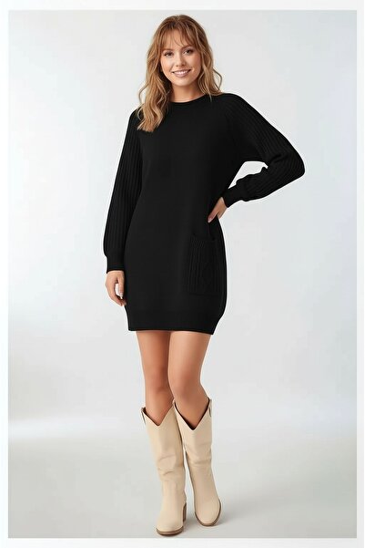 MAMAYAGA Women's Long Sleeves Self-Textured Crew Neck Tunic Oversized Stylish Winter Knitwear Plus Size Sweater