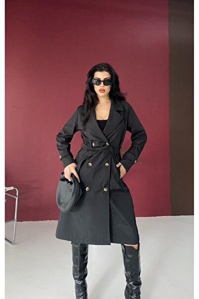 Velista Women's Belted Buttoned Trench Coat