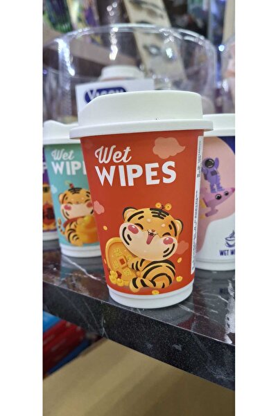 ATABY قطعتان من المناديل المبللة على شكل كوب مع سلسلة مفاتيح تحتوي على 30 مند...