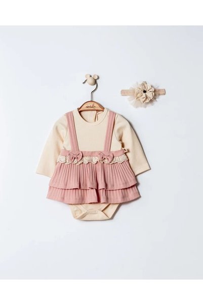 MİNİBORN Cotton Embroidered Chic Baby Girl Body Dress