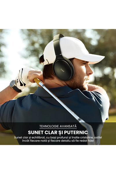 Tribit Casti Bluetooth Over Ear QuietPlus, ANC, Wireless, Microfon Incorporat, Bluetooth 5.0, Black