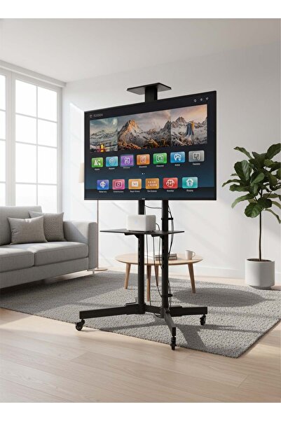 Generic Adjustable Mobile TV Stand with Shelf – Fits 32" to 75" Screens