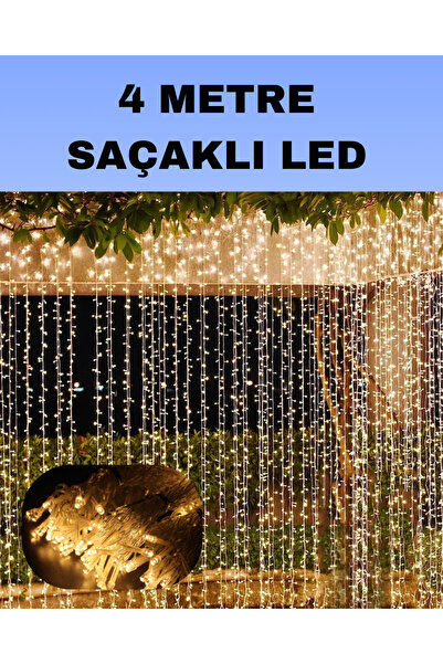 Clevora 4 Metre Icicle Şelale Led Perde Işık Sarı Aydınlatma