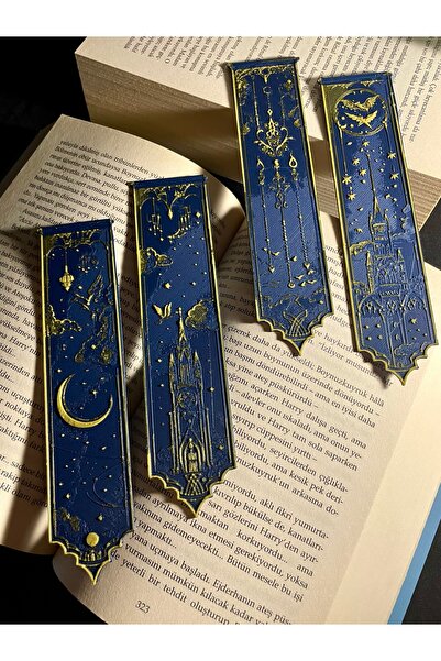 KAAZ DESIGN Harry Potter Hogwarts 4’lü Kitap Ayracı Seti Hediyelik Lacivert v...