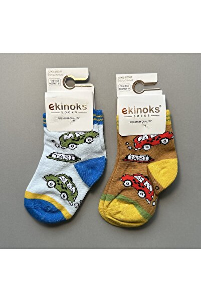 Ekinoks جوارب للأولاد الصغار بنمط السيارة مكونة من قطعتين