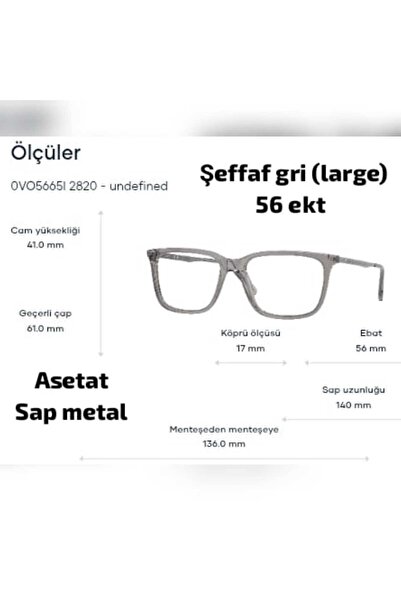 Vogue Vo5665 2820 56 Ekt Large Men's Blue Light Protection Screen Glasses Gray - Transparent