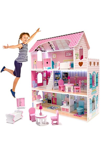 SOLTOY Wooden dollhouse, quality, painted, non-toxic, LED lighting, Dream Villa