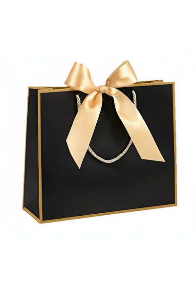 GENERAL Luxury black gift bag with gold ribbon, elegant pouch for occasions, ...