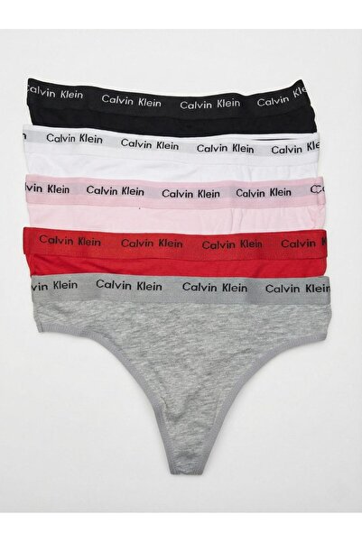 Calvin Klein Set of 5 logo thong panties, Multicolor, 2XL