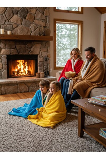 DECOZEYN Taraftar şal, TV İzleme Şalı, (Welsoft) Çift Taraflı Kışlık Şal, sar...