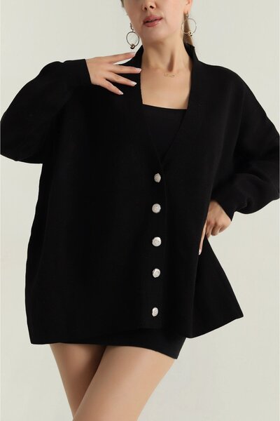 İKLİM LİFE Düğmeli Oversize Triko Hırka