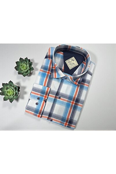 EREN STYLE Κλασικό 100% βαμβακερό μακρυμάνικο καρό πουκάμισο που δεν είναι υγ...