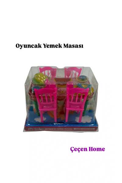 ÇEÇEN HOME Oyuncak Yemek Masası Kare Evcilik Seti Mutfak Oyuncağı