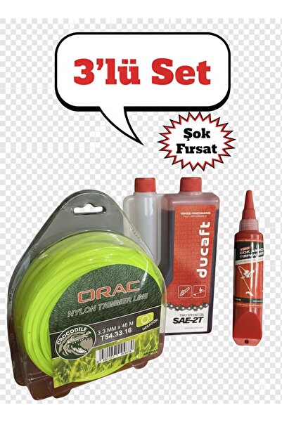 DUCAFT 3’lu Set Tırpan Motoru veya Testere Yağı Tırpan Misina Tüp Gres