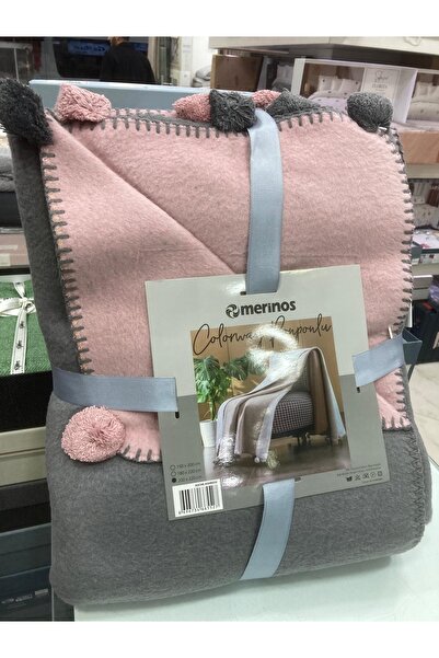 KÜBRAHOME'S ÇİFT KİŞİLİK MERİNOS ÇİFT TARAFLI PONPONLU BATTANİYE