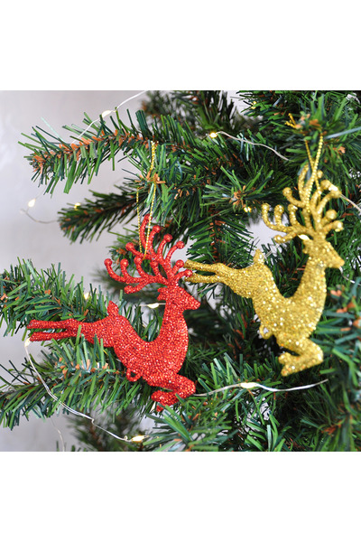 Party City زينة شجرة عيد الميلاد على شكل غزال لامع، مجموعة من قطعتين - ديكور ...