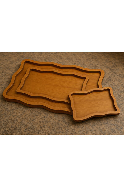 Sardıcı 3’lü MDF Ahşap Tepsi Seti | Dekoratif – Sunum & Organizer İçin Şık Tasarım