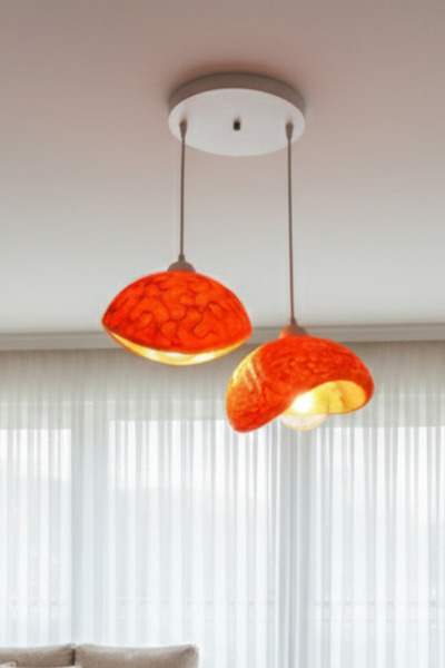 Oxyteez Modern Bohem Beton Görünümlü 2’li Sarkıt Avize Salon Oturma Odası İçi...