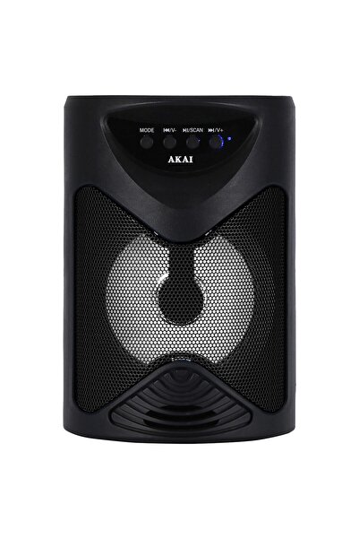 AKAI Active portable speaker, 5 W, Bluetooth USB microphone input, FM radio, LED display, LED light show