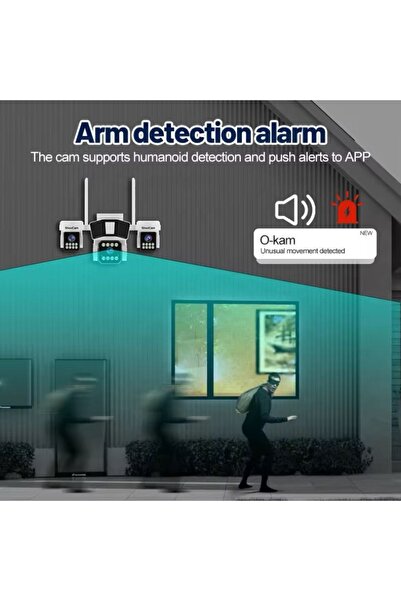 hoffmans Triple Surveillance Camera and Solar Panel 4G - 6K, 12 MP, 3 Lenses, 16,000mAh Battery, IP66