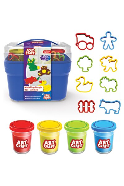 Oktay Play Dough Basket Animals Set 12 Pieces (224Gr Dough + 8 Molds)