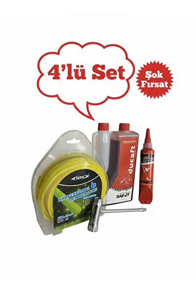 Datsu 4’lu Set Tırpan Misina Motorlu Testere Veya Tırpan Yağı Tüp Gres Buji A...